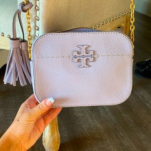 Lilac Tory Burch leather crossbody purse